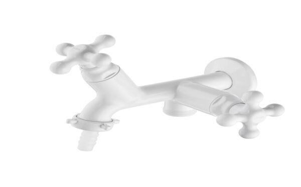 Torneira para Tanque com Derivação para Máquina de Lavar Marujá Branco Viqua - 1