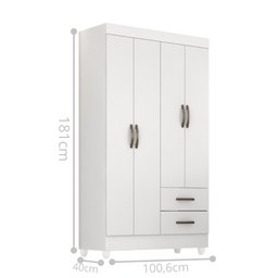 Guarda Roupa 4 Portas Barras Branco - 4