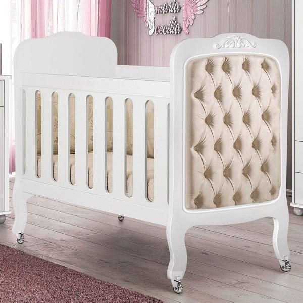 Berço de Bebe Imperial C/Capitonê Planet Baby Selo Inmetro:Branco - 2