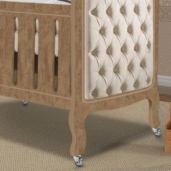 Berço de Bebe Imperial C/Capitonê Planet Baby Selo Inmetro:Amêndoa - 4