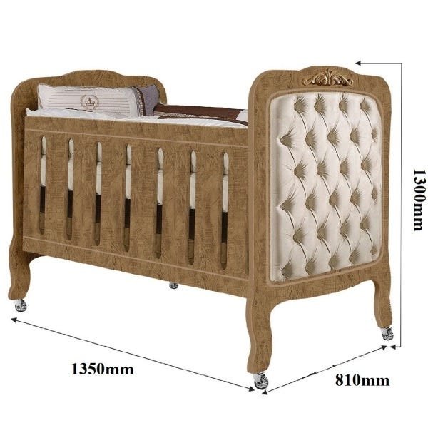 Berço de Bebe Imperial C/Capitonê Planet Baby Selo Inmetro:Amêndoa - 2