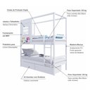 Ver imagem 3 de Beliche Casinha Reta com 02 Gavetas Madeira Maciça Branco Housin