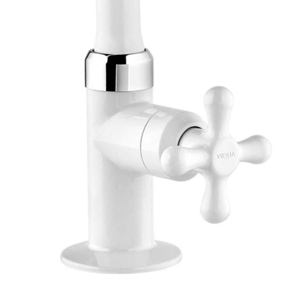 Torneira de Mesa para Banheiro com Bica Alta Marujá Branco Viqua - 2