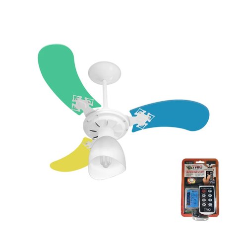 Ventilador Teto Super Baby Colors 3pás Mdf Branco/masculino 110v+controle Venti-delta