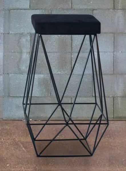 Banqueta Aramado Luci Preto / Preto - Metal Móveis - 1