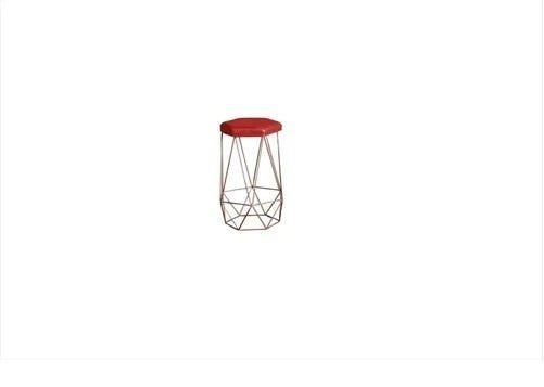 Banqueta Aramado Rubi Dourado /Suede Vermelho - Metal Móveis - 1
