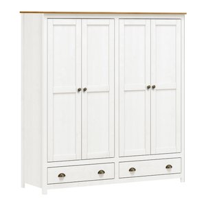 Guarda Roupa 4 Portas 2 Gavetas Topazio - Branco/carvalho