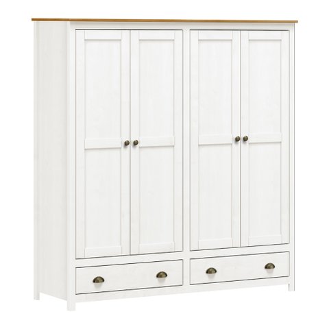 Guarda Roupa 4 Portas 2 Gavetas Topazio - Branco/carvalho
