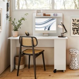 Escrivaninha em L de Canto 3 em 1 com Rodízios Home Office Ej Móveis:branco - 2