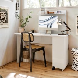 Escrivaninha em L de Canto 3 em 1 com Rodízios Home Office Ej Móveis:branco - 3