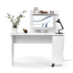Escrivaninha em L de Canto 3 em 1 com Rodízios Home Office Ej Móveis:branco - 5