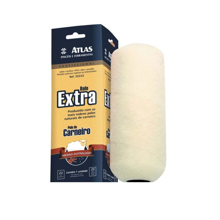 Rolo para pintura 23cm lã de carneiro extra 0322/22 Atlas