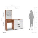 Ver imagem 3 de Cômoda Penteadeira Madri 4 Gavetas c/ Espelho 149x160cm Branco/Freijó 250806