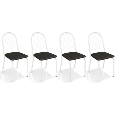 Kit 4 Cadeiras de Cozinha Noruega 2c077 4 Un Branco Fosco/preto 110 - Kappesberg