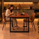 Ver imagem 4 de Mesa de Jantar Reforçada Industrial 150x80cm Tampo Vermelho Pés Preto