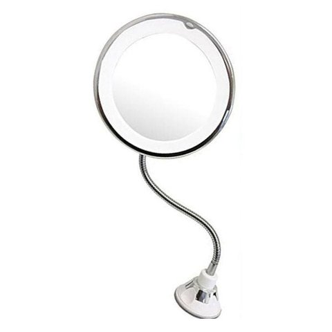 Espelho Luz Led 360 Flexível 10x Aumento Ventosa Maquiagem Barba Depilaçao