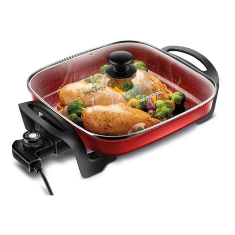 Panela Elétrica Mondial Multicook Premium 1200w Preto/vermelho 127v - Pe-49-rc