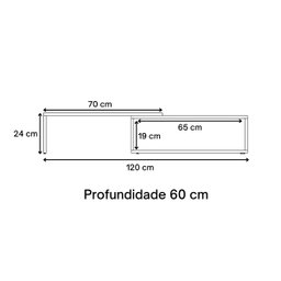 Mesa de Centro para de Sala Estar Retangular Moderna Mdf Plancasa Preto Tx - 9