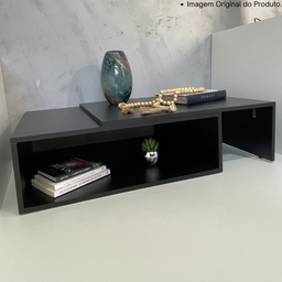 Mesa de Centro para de Sala Estar Retangular Moderna Mdf Plancasa Preto Tx - 6