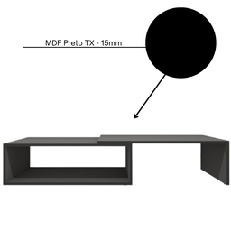 Mesa de Centro para de Sala Estar Retangular Moderna Mdf Plancasa Preto Tx - 2