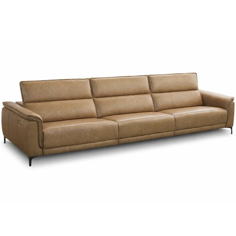 Sofá 5 Lugares Retrátil Reclinável Elétrico 374cm Clark L06 Couro Camel - Lyam Decor