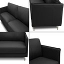Ver imagem 5 de Sofá Decorativo Anthony 4 Lugares Sala de Estar 270cm Pés em Aço Couro Preto G88 - Gran Belo