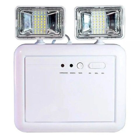 Luminária de Emergência 2 Farois Lâmpada LED Recarregavel Luz Iluminaçao Empresa Casa Comercio