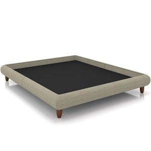 Cama Casal Queen Pés de Madeira 176cm Otto P05 Linho Bege - Lyam Decor