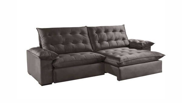 Sofá Retrátil Molas Ensacadas 4 Lugares Captiva Villa Mobi Veludo Tabaco - 5