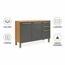 Ver imagem 4 de Balcao de Cozinha 100% MDF 120cm 3 Portas 2 Gavetas Carmenere Amendoa / Chumbo Ronipa