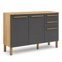 Ver imagem 2 de Balcao de Cozinha 100% MDF 120cm 3 Portas 2 Gavetas Carmenere Amendoa / Chumbo Ronipa