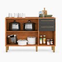 Ver imagem 3 de Balcao de Cozinha 100% MDF 120cm 3 Portas 2 Gavetas Carmenere Amendoa / Chumbo Ronipa