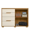Ver imagem 2 de Cômoda Organizadora Roupeiro Texas com 4 Gavetas 2 Portas Ripada - Freijó/Offwhite