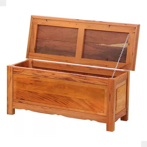 Baú Banco 1m Madeira Maciça Natural