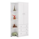 Ver imagem 2 de Gurda Roupa Infantil com Estante Lateral 2 Portas 3 Gavetas Branco