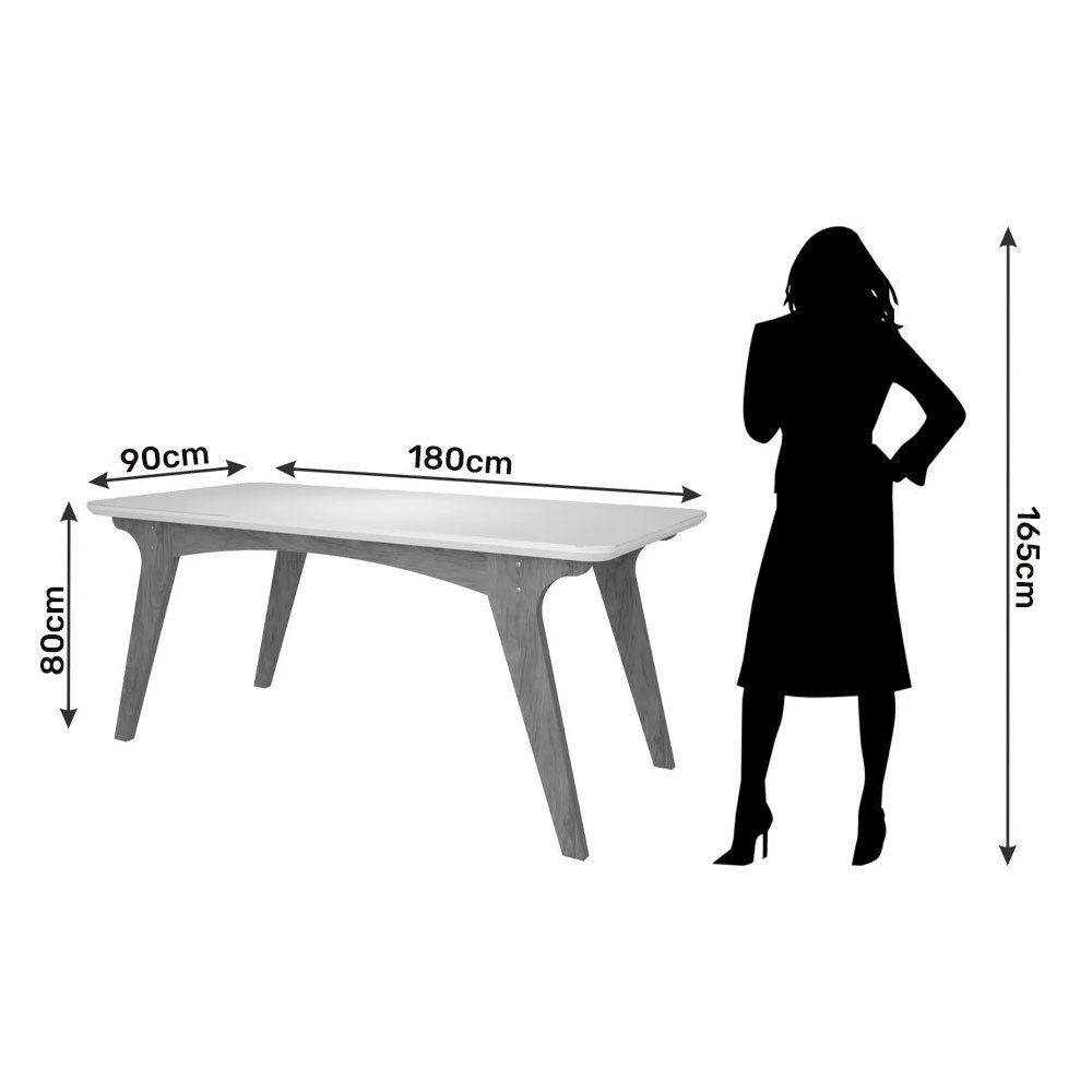 Mesa para Sala de Jantar Selena 180 x 80cm e 6 Cadeiras Paola Savana/Off White/Nude - 4