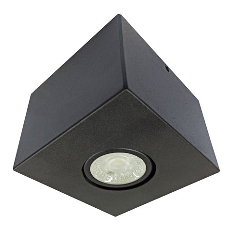 Spot Plafon Sobrepor Quadrado Dicroica Gu10 Preto com Lâmpada