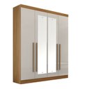 Ver imagem 1 de Guarda-Roupa Solteiro com Espelho, 04 Portas e 03 Gavetas da Vinci Plus D'Doro Móveis - Cinamomo Off