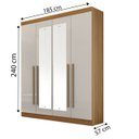 Ver imagem 2 de Guarda-Roupa Solteiro com Espelho, 04 Portas e 03 Gavetas da Vinci Plus D'Doro Móveis - Cinamomo Off