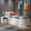 Ver imagem 1 de Cama Solteiro Multifuncional 1 Mesa de Cabeceira 3 Gavetas Comfort Inter Link