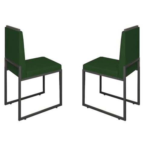 Conjunto Duas Cadeiras Sala Jantar Barcelona Base Preta:verde
