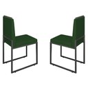 Ver imagem 1 de Conjunto Duas Cadeiras Sala Jantar Barcelona Base Preta:verde