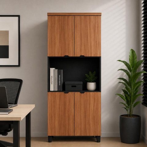 Armário Alto Estante para Escritório com 4 Portas e Prateleiras 80 x 45 x 160 cm F5 Office