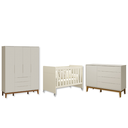 Ver imagem 2 de Quarto de Bebê Berço Evolution + Guarda Roupa 4P + Cômoda Sp Elfe Areia Fosco