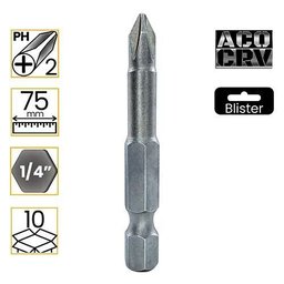 Ponta Phillips Ph2 75mm Enc: 1/4" C/10und - 1