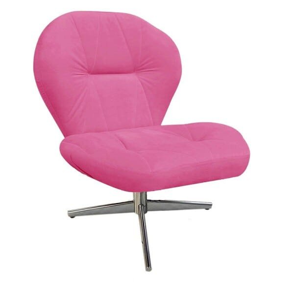 Poltrona Cadeira Giratória Jolly Suede Rosa Pink - Dominic Decor - 2