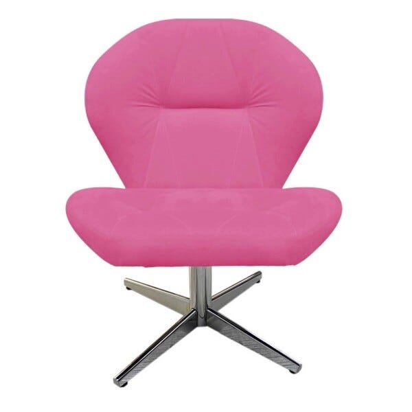 Poltrona Cadeira Giratória Jolly Suede Rosa Pink - Dominic Decor - 1