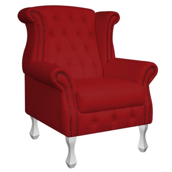 Poltrona Decorativa Berlim Corino Vermelho - Dominic Decor - 2