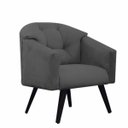 Ver imagem 2 de Poltrona Decorativa Estela Retrô Suede Cinza - Dominic Decor