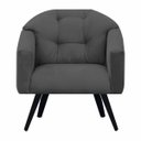 Ver imagem 1 de Poltrona Decorativa Estela Retrô Suede Cinza - Dominic Decor